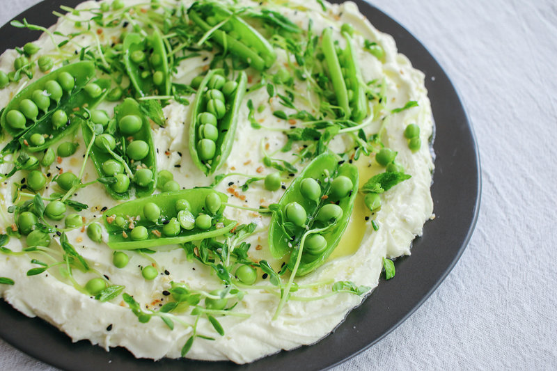 Whipped Lemon Ricotta with Snap Pea Salad