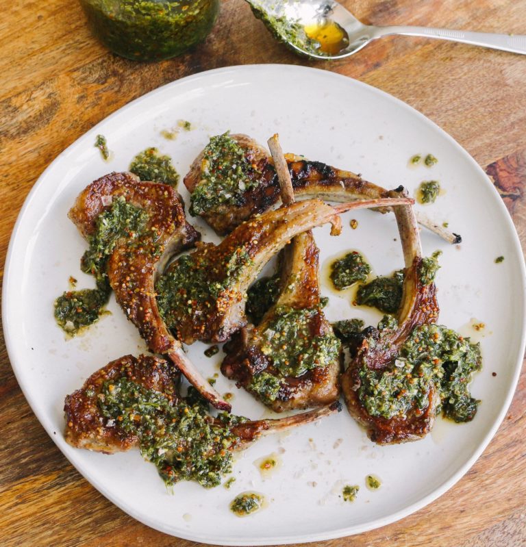 Pan-Seared Lamb Chops with Chimi-Verde Sauce