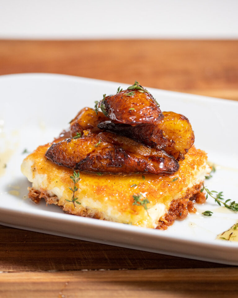 Fried Cheese with Sweet Plantains +Thyme Honey