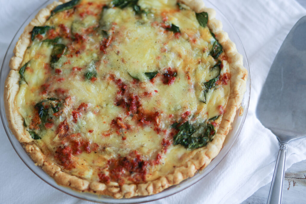 Chorizo, Spinach, and Goat Cheese Quiche