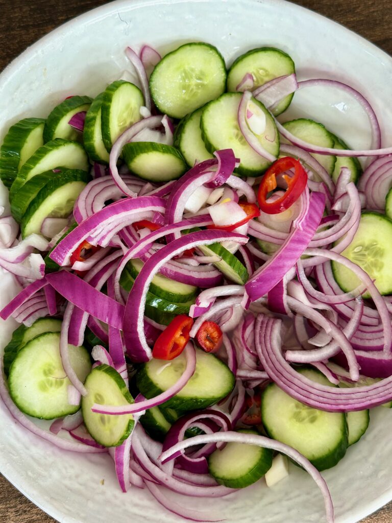 Spicy Cucumbers and Red Onion Salad