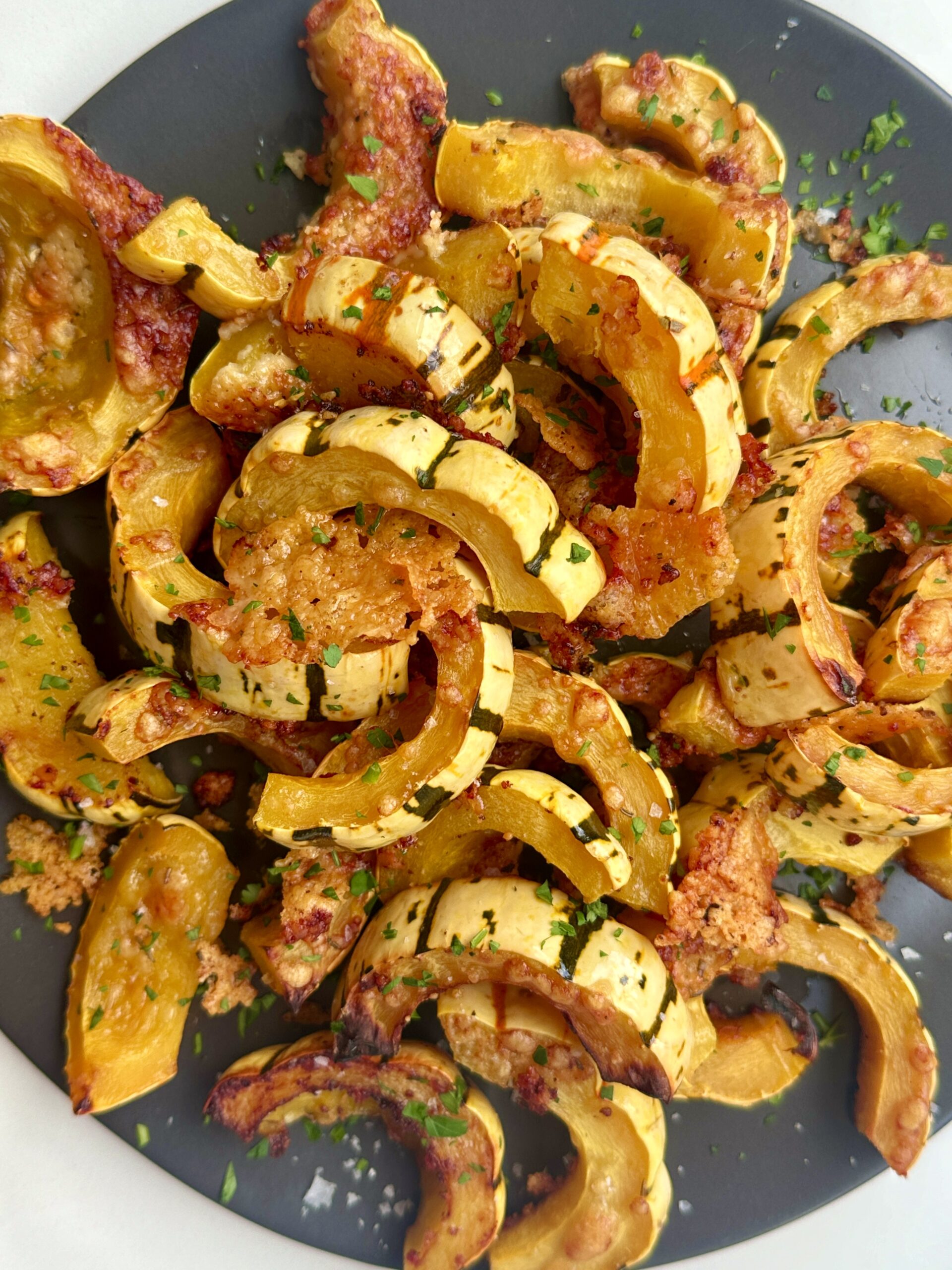 Cheesy Garlic Butter Delicata Squash