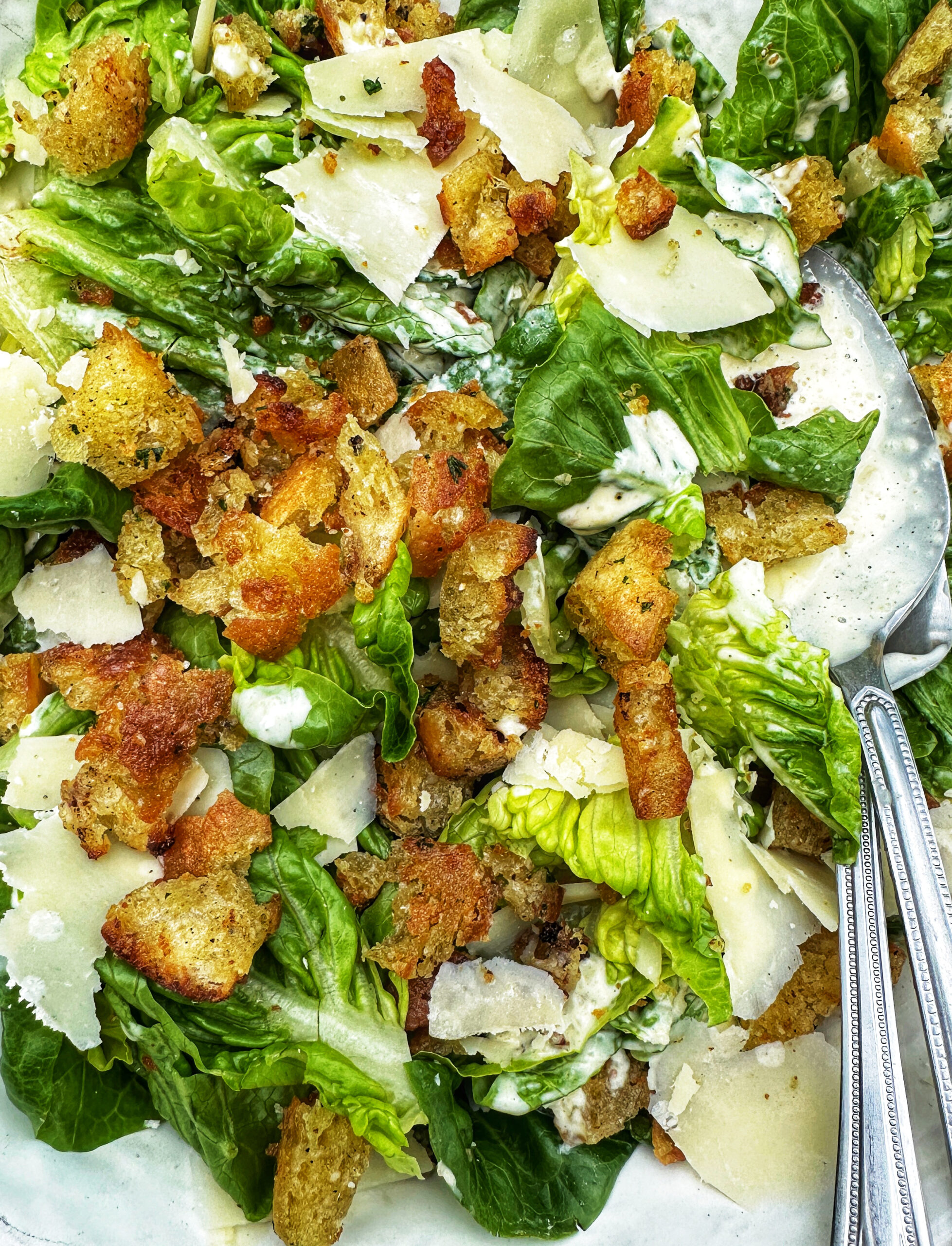 Caesar Salad with Olive Oil Fried Croutons