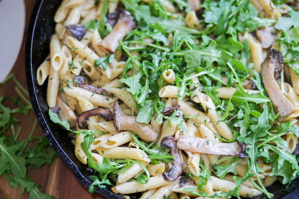 Creamy Mushroom Pasta with Arugula